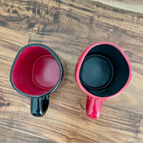Rae Dunn “Romeo and Ghoulet” Halloween Mugs Set of 2 Black & Red His & Hers New - Picture 5 of 7